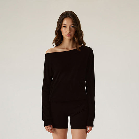Wholesale Slanted shoulder top with long | Wonderxfans bulk activewear