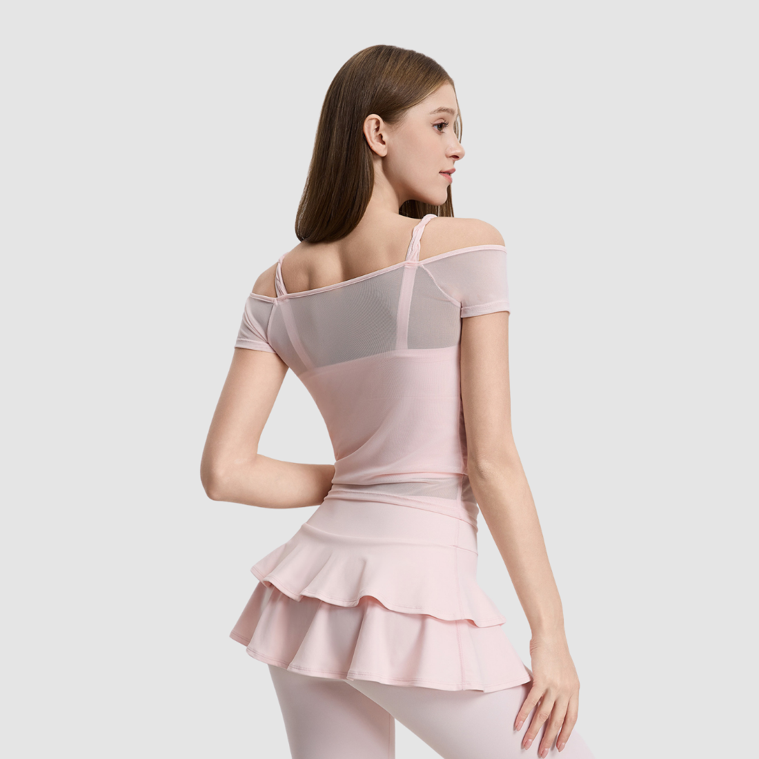 Wholesale Women's Mesh Off-Shoulder Short-Sleeve Sports Top