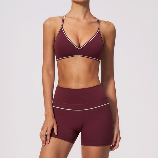 Wholesale Women's High Elastic Yoga Set: Colorblock Bra & Shorts – Tummy Control Butt Lift