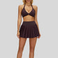 Removable breast sports bra+Anti-exposure design pleated skirt 2-piece set