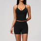 Wholesale Women's Cross-Back High Waist Yoga Set Sports Bra & Shorts with Chest Pad