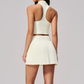 Wholesale Women's Polo Collar Tennis Set – Fixed Cup Sports Bra & Anti-Exposure Pleated Skirt