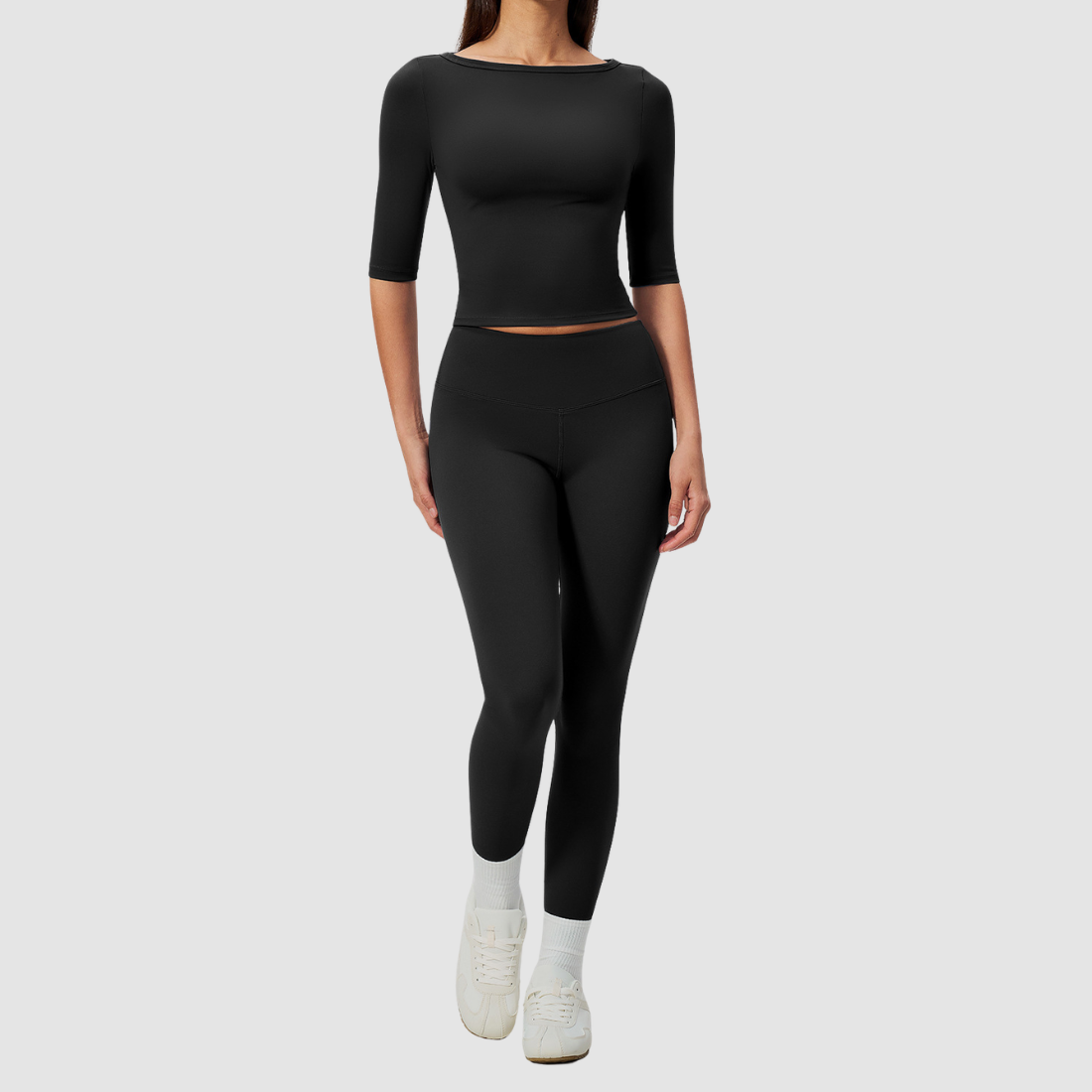 Wholesale Women’s Mid-Sleeve Top & High-Waist Leggings Yoga Set