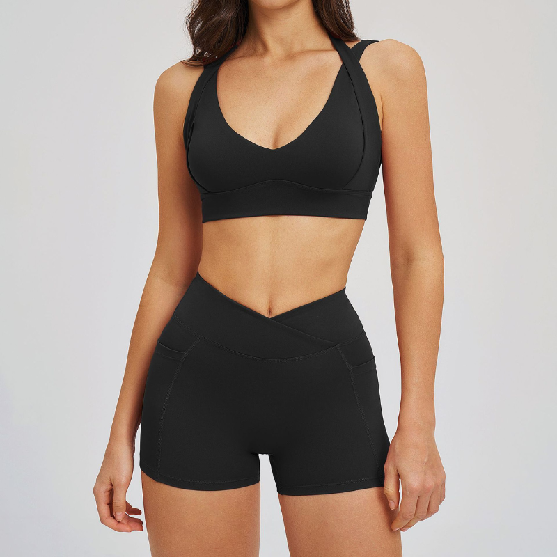 Wholesale halter-neck sports bra + shorts