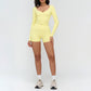 V-neck slim-fit long-sleeved top + High waist shorts 2-piece set