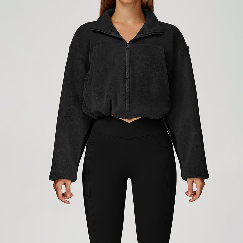 Stand collar windproof polar fleece jacket