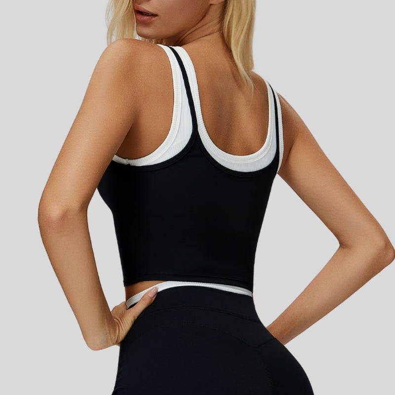 Two-piece contrasting sports tank top