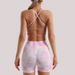 Seamless tie-dye women's beauty back strap + sports bra yoga shorts two-piece set
