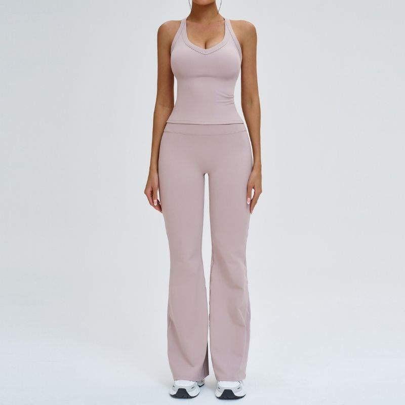 Wholesale U-neck tank top + flared pants