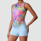 Wholesale Women's Floral Print Ice Silk Tank Top + High-Waist Shorts Set – Gym Yoga Fitness Training Set