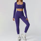 Seamless long sleeve Sports top + High-waisted leggings 2-Piece Set