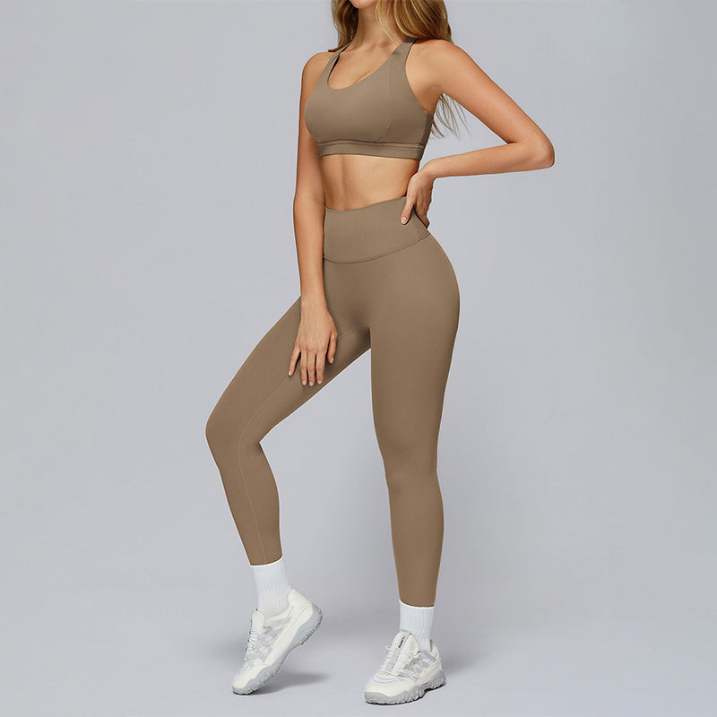 Cross-back sports bra+Hip-lifting leggings 2-PIECE SET