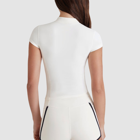 Wholesale Women's Zip-Up Short Sleeve Top & Shorts Set – Athletic Two-Piece