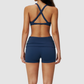 Wholesale Cross Trap Sports Bra + Fold-Up Waistband Shorts 2-Piece Set