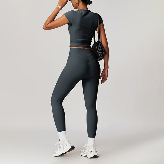 Wholesale Fitness Brushed Short Sleeve Yoga | Wonderxfans bulk activewear