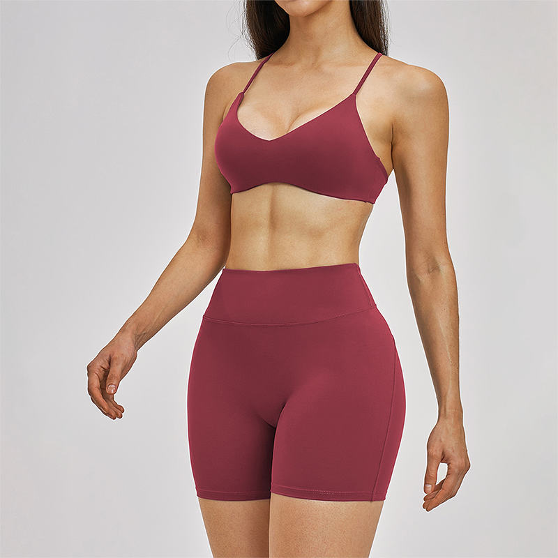 Wholesale Cross Back Tank Top+High Waist short 2-piece Set
