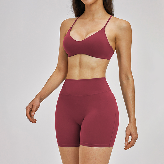 Wholesale Cross Back Tank Top+High Waist short 2-piece Set