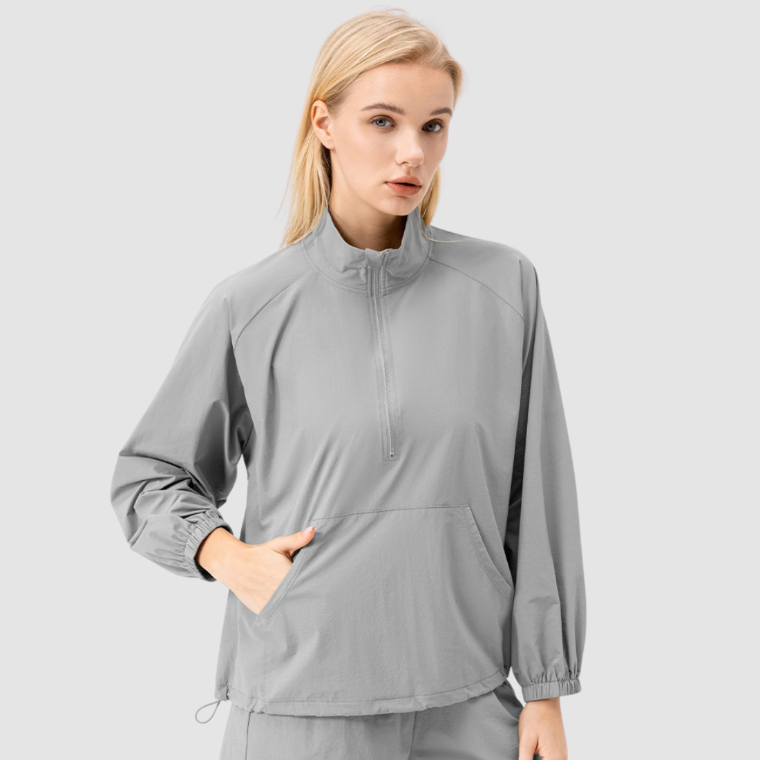Wholesale Women's Loose Stand-Collar Half-Zip Sports Pullover