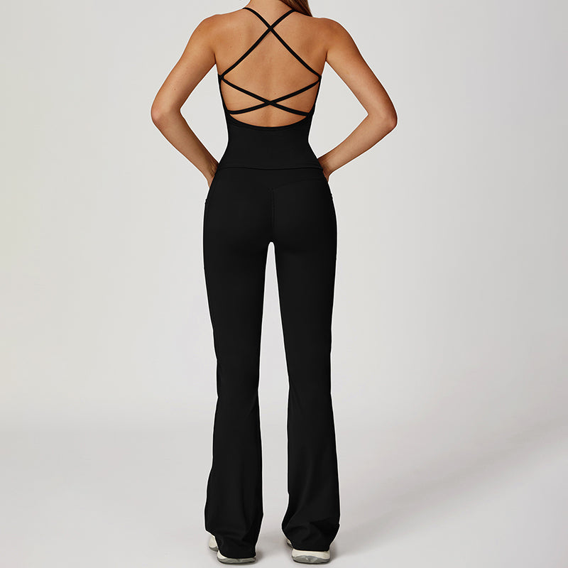 Snug-Fit Tank Top + Flared Leg Pants 2-Piece Set