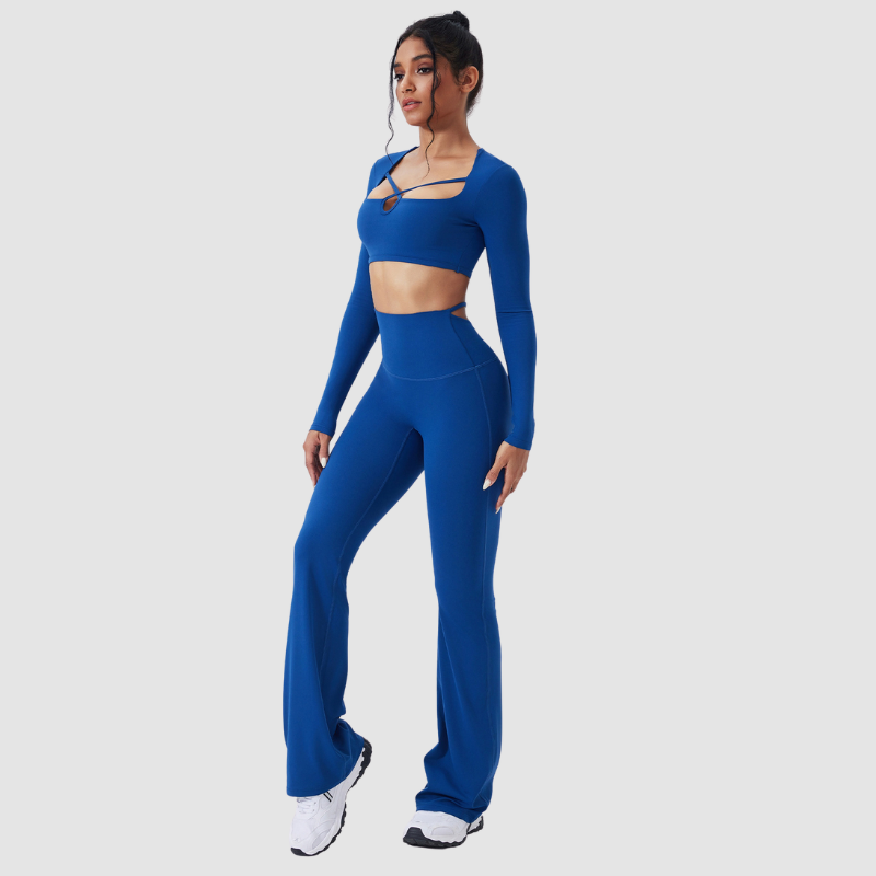 Wholesale cutout high-waisted top + flared pants