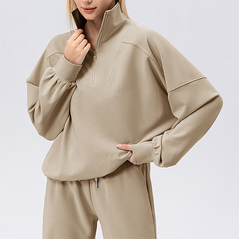Wholesale Women's Half-Zip Pullover Sports Sweatshirt – Relaxed Fit Outdoor Running Jacket