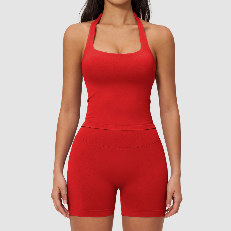 Wholesale Seamless Racerback Tank Top & High-Waist Biker Shorts Set – Quick-Dry Yoga 2-Piece
