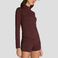 Wholesale Naked-Feel Stand-Collar Zip Jacket & Tennis Shorts Set – 2-Piece Athletic Matching Set