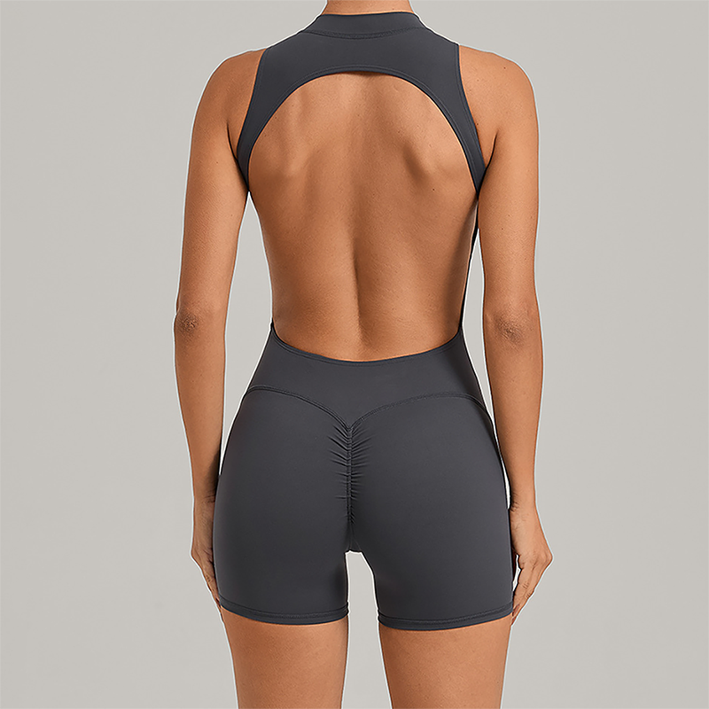Wholesale Half zip Integrated hip lifting jumpsuit