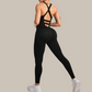 Seamless stretchy yoga bodysuit sports fitness jumpsuit