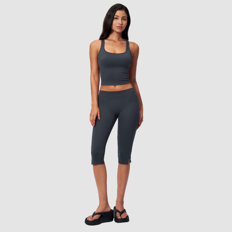 Wholesale Women's I-shape back Vest + Mid-Length Shorts Set - Butt-Lifting Yoga Gym Activewear