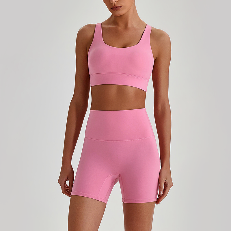 Wholesale Women's Quick-Dry Naked Feel Vest+Fitted Biker Shorts Yoga Set