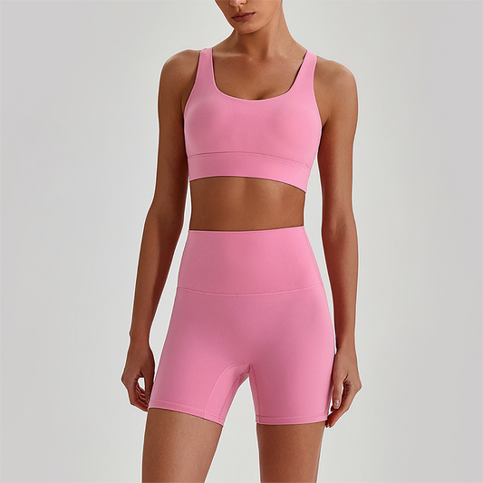 Wholesale Women's Quick-Dry Naked Feel Vest+Fitted Biker Shorts Yoga Set