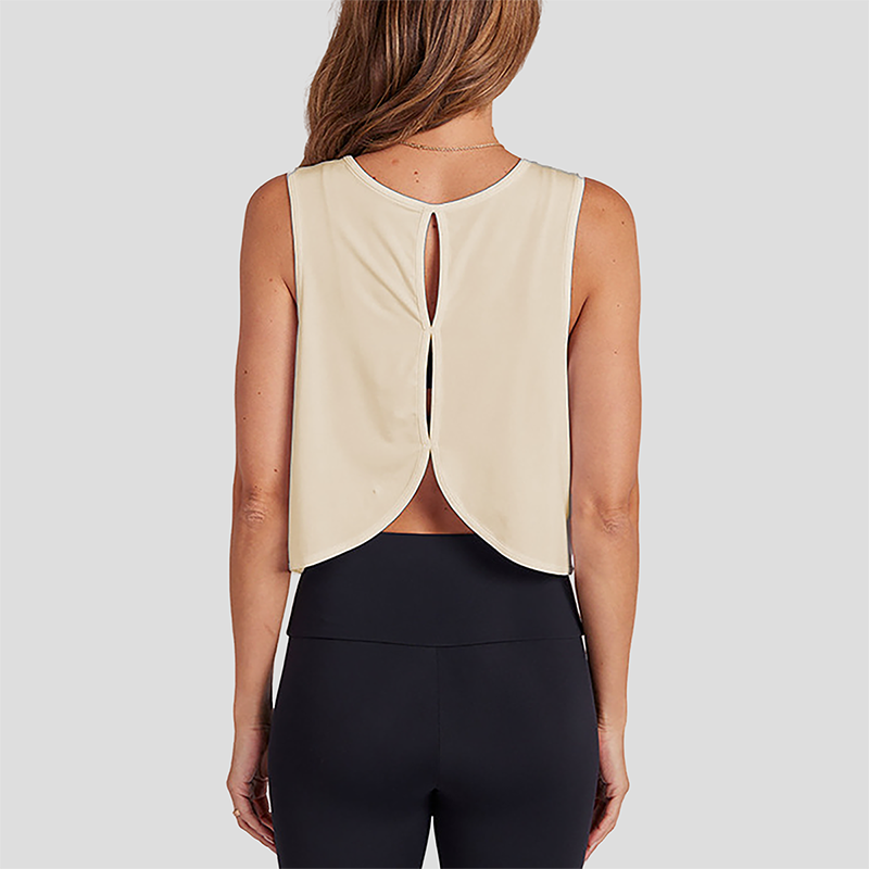 Wholesale Women's Open-Back Yoga Vest – Loose Breathable Gym Running Tank Top