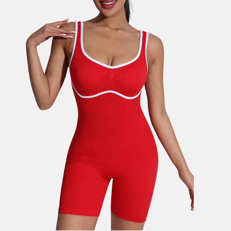 Women's V-neck seamless U-shaped back outdoor yoga jumpsuit