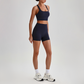 Wholesale Cross-Back Sports Bra & High-Waist Biker Shorts Set – Naked-Feel Quick-Dry Yoga 2-Piece