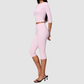 Wholesale Women's 3/4 Sleeve Crop Top & High-waisted Mid-Length Leggings Set