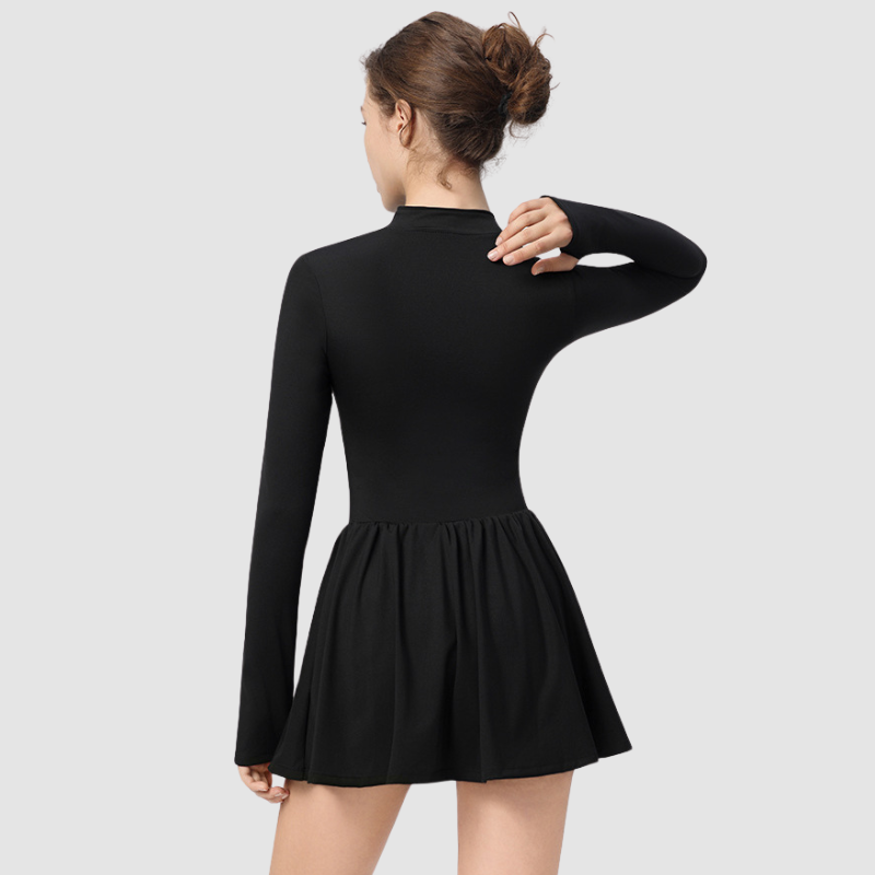 Long-Sleeve Slim-Fit Zippered Activewear Skirt