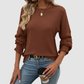 Wholesale Women's Ribbed Long Sleeve T-Shirt – Loose Ruffle-Sleeve Top