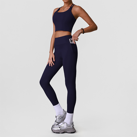 Wholesale Naked-Feel High-Waist Yoga Leggings Set – Racerback Sports Bra & Full-Length Pants