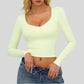 Color-blocked long-sleeved sports top