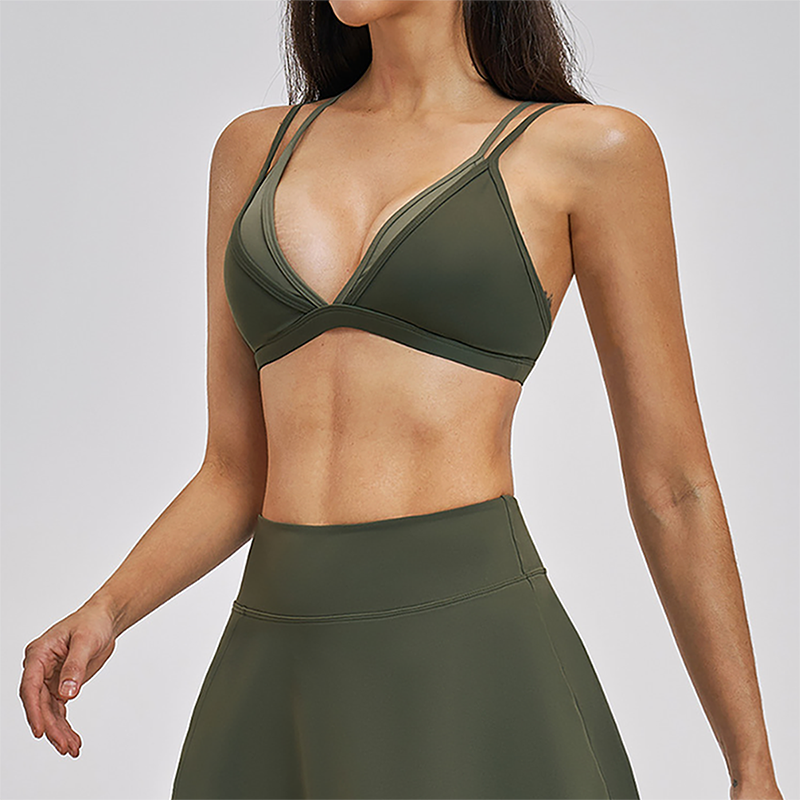 Wholesale fake two contrasting back yoga bras