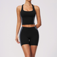 Wholesale Women's Colorblock Bare-Feel Yoga Set Tank Top & Shorts w/ Chest Pad
