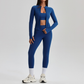 Women's Activewear Zip-up Long-Sleeve Jacket & Straight-Leg Pants Yoga Set