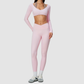 Wholesale Women's Brushed Long-Sleeve Top + Leggings Sports Set