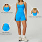 Seamless thin straps tank top + High-waisted shorts 2-Piece Set