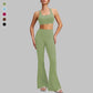 Square Neck Bra + High-Waist Flare Pants 2-Piece Set