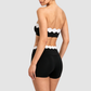 Women's Activewear Padded Color-Block Sports Bra & High-Waist Shorts Yoga Set