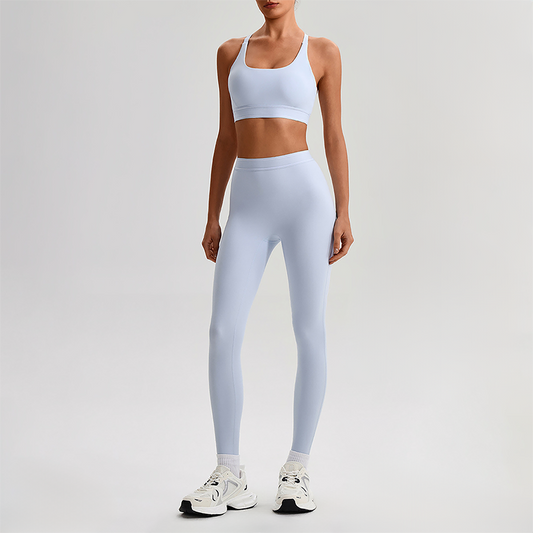 Wholesale Naked-Feel Sports Bra & High-Waist Biker Shorts Set – Quick-Dry Yoga 2-Piece