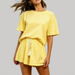Wholesale Women's Striped Short Sleeve Shorts Set – Lightweight Casual Two-Piece