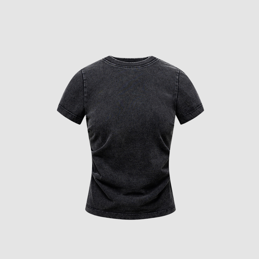 Wholesale Women’s Washed Fitted Crop Tee – Cotton Crew-Neck Short Sleeve
